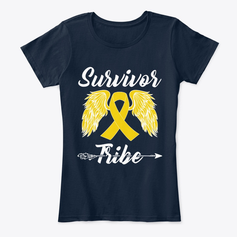 Childhood Cancer Survivor Tribe New Navy T-Shirt Front