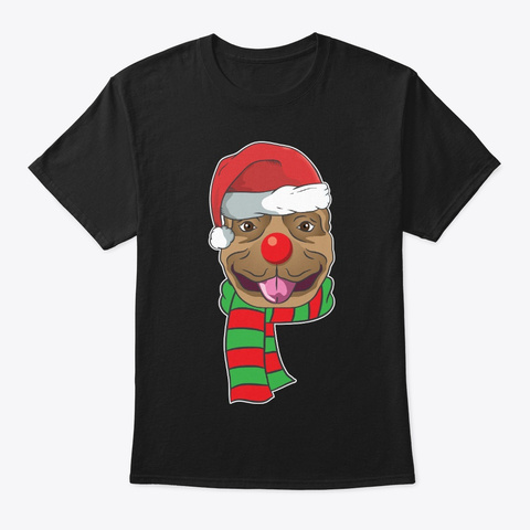 Funny Christmas Dog Xmas Santa  Pit Black T-Shirt Front