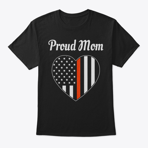 Firefighter Mom Shirt Thin Red Line Flag Black Kaos Front