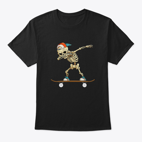 Dabbing Skeleton Skater Tshirt Gift T Sh Black T-Shirt Front