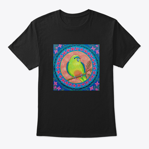 Australian Orange Bellied Parrot Black T-Shirt Front