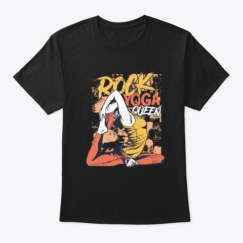 Rock Music Yoga Queen Gift Black T-Shirt Front