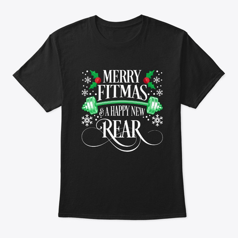 Merry Fitmas And A Happy New Rear Black T-Shirt Front