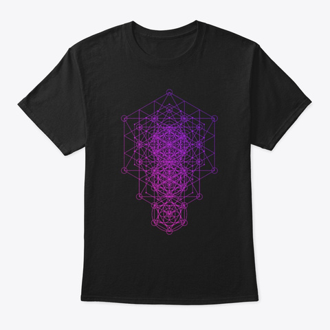 Sacred Geometry Flower Dimensions Black T-Shirt Front