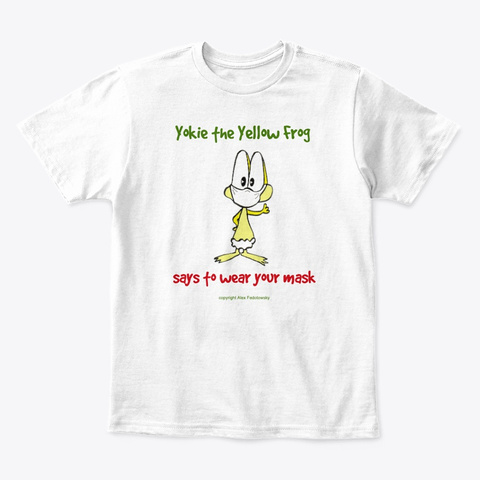 Yokie The Yellow Frog Wears His Mask White T-Shirt Front
