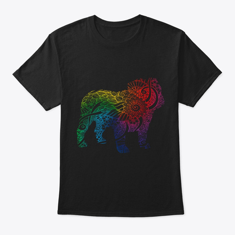English Bulldog Colorful Mandala Black T-Shirt Front
