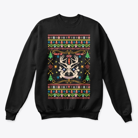 Ugly Christmas  Sweater Design. Black T-Shirt Front