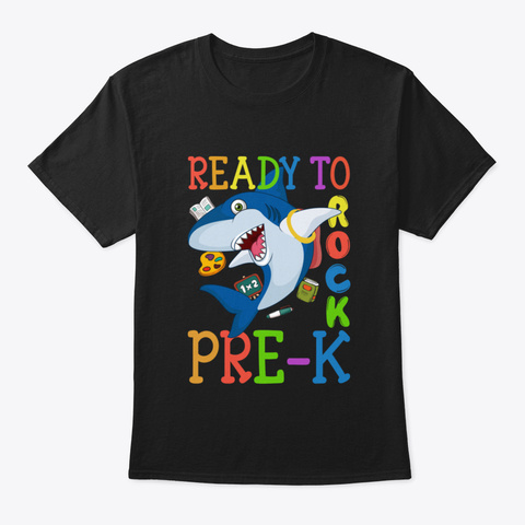 Dabbing Pre K Shark Back To School Black Camiseta Front