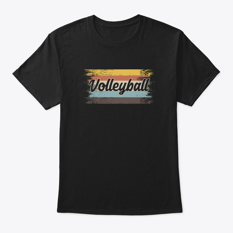 Volleyball Team Ball Game Spiking Action Black T-Shirt Front