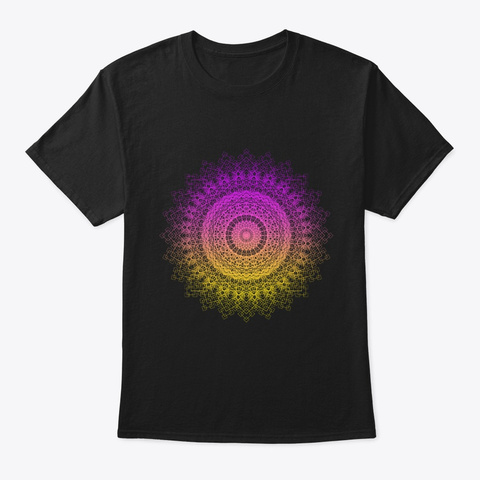 Sacred Geometry Geometric Mandala Black T-Shirt Front