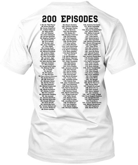 200 Episodes White T-Shirt Back