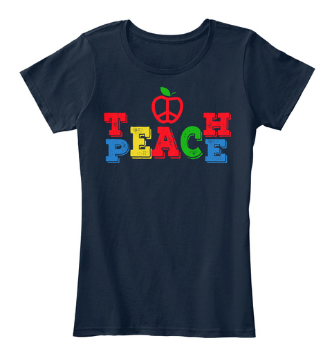 Teach Peace New Navy T-Shirt Front
