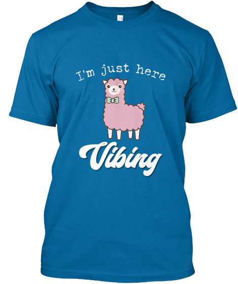 Alpaca Llama Vibing Cute Meme Gift  Sapphire T-Shirt Front