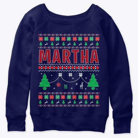 Xmas Themed Personalized For Martha Navy  T-Shirt Front