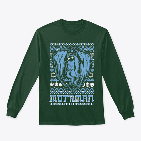 Mothman Funny Hanukkah Jewish Holiday Ch Forest Green T-Shirt Front