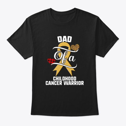 Dad Childhood Cancer Warrior Gold Black T-Shirt Front