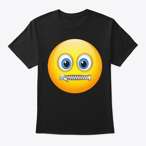 Zipper Mouth Face Emoji Costume  Hallowe Black T-Shirt Front