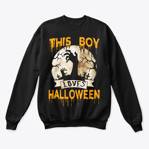 This Boy Loves Halloween Skeleton Black T-Shirt Front