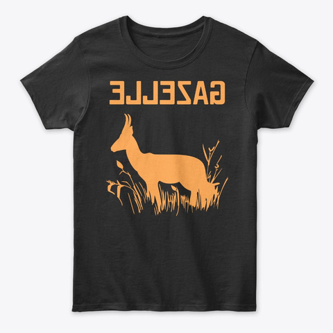 Gazelle In Steppe And Gras Land 2 Black T-Shirt Front
