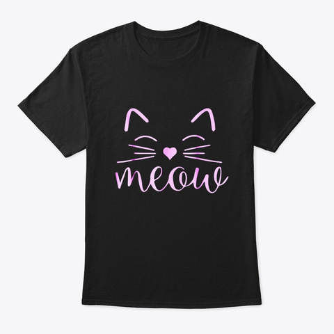 Meow Cute Cat Face Funny Costume Tshirt Black Kaos Front