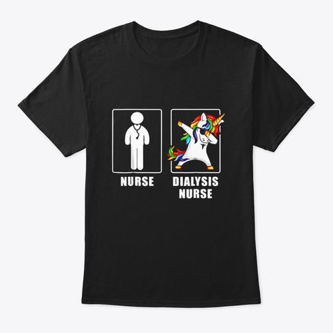 Cool Dialysis Nurse Men Unicorn Dabbing Black T-Shirt Front
