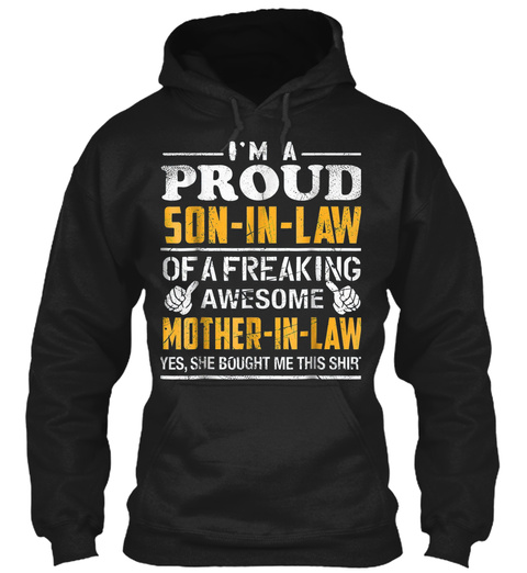 Mens Proud Son In Law Of Awesome Mother  Black T-Shirt Front