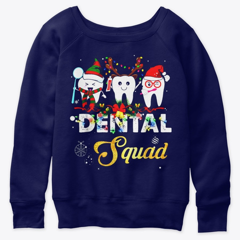 Dentist Hygienist Christmas Dental Squad Navy  T-Shirt Front