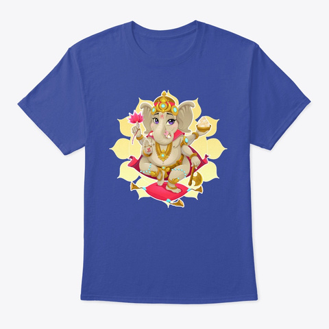 Ganesh Hindu Yoga Meditation Gift Deep Royal T-Shirt Front