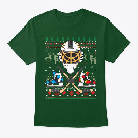 Ice Hockey Player Christmas Ornament Deep Forest T-Shirt Front