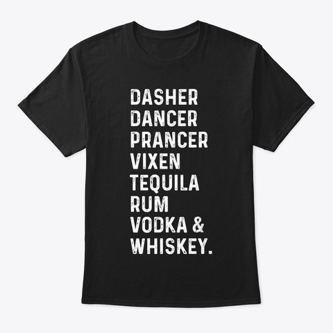 Vodka Whiskey Funny T Shirt Hilarious Black T-Shirt Front