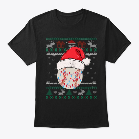 Ugly Christmas Sweater Baseball Black T-Shirt Front