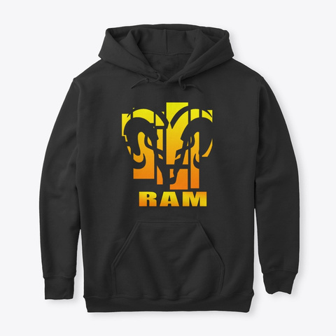 Ram Logo Hoodies And Tees Black T-Shirt Front