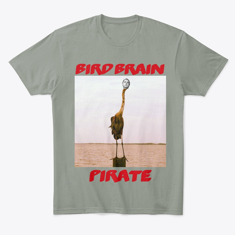 Bird Brain Pirate Grey T-Shirt Front