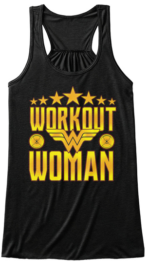 Workout Woman Black T-Shirt Front