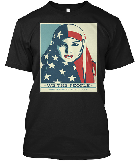 Refugees Muslims Womens Right  Black T-Shirt Front