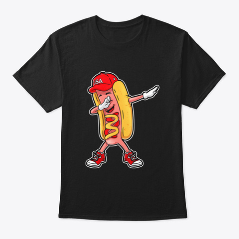 Dabbing Hot Dog T Shirt 4 Th Of July Hotd Black Camiseta Front