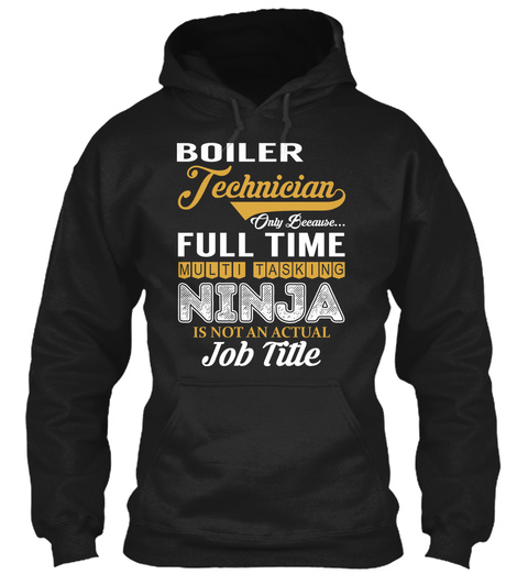 Boiler Technician   Ninja Black T-Shirt Front