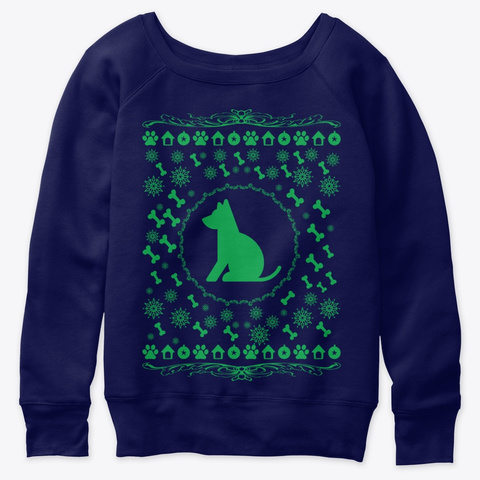 Alaskan Klee Husky Dogs Sweater Navy  T-Shirt Front