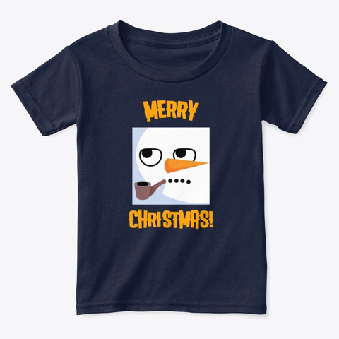 Snow Man Merry Christmas! Navy  T-Shirt Front