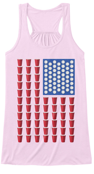 Beer Pong Drinking Game American Flag Soft Pink T-Shirt Front
