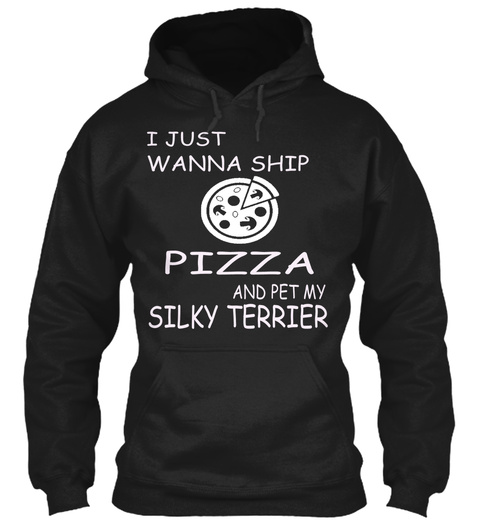 Pizza And Silky Terrier Black Camiseta Front