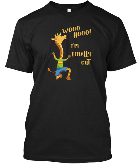 April The Giraffe Baby I’m Finally Out Black T-Shirt Front