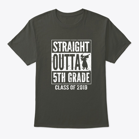 Straight Outta 5th Grade Graduation 2019 Smoke Gray T-Shirt Front