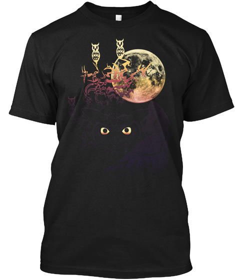 Owl Funny Tee Black T-Shirt Front