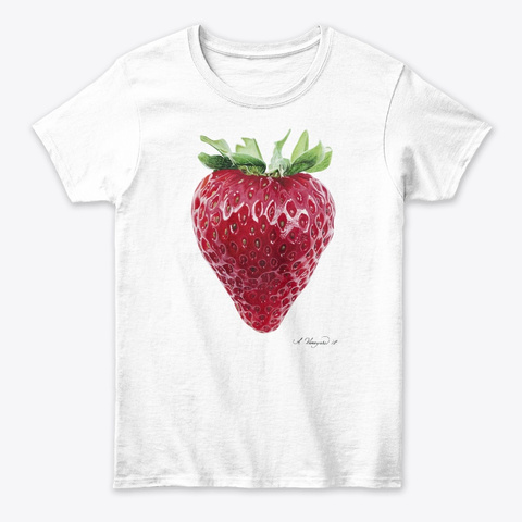 Strawberry Classic Signature White T-Shirt Front