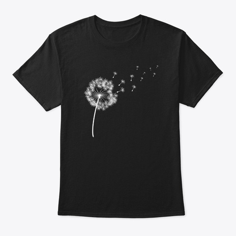Women's Cute Summer Dandelion Flower Vin Black T-Shirt Front