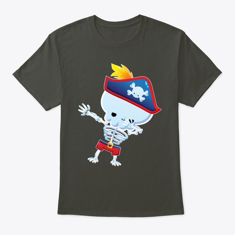 Dabbing Pirate Skeleton Halloween Smoke Gray T-Shirt Front