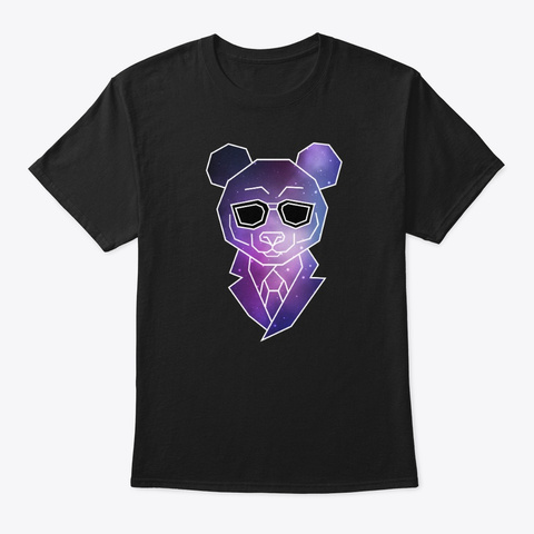 Geometric Hipster Panda Bear | Low Poly Black T-Shirt Front