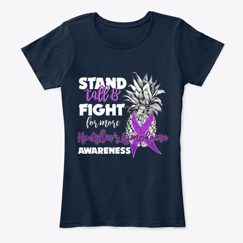 Hodgkin’s Lymphoma Awareness Pineapple New Navy T-Shirt Front