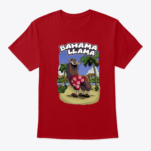Bahama Llama   Cocktail Holidays Chill Deep Red T-Shirt Front